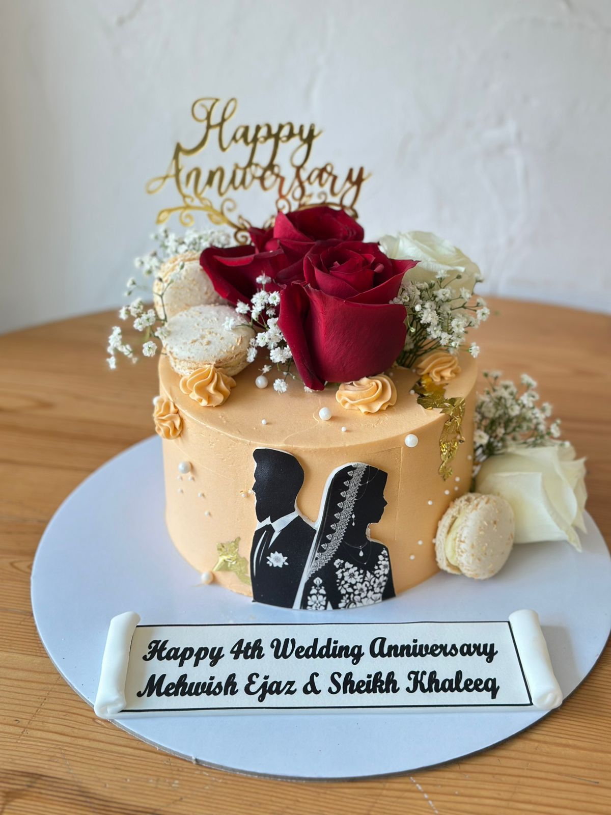 Anniversary Cake-Peach couple 2d Print